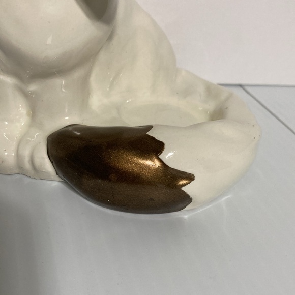 White Ceramic FOX Bronze Accents Candle Holder BETTER HOMES AND GARDENS 5 inches - Picture 3 of 12